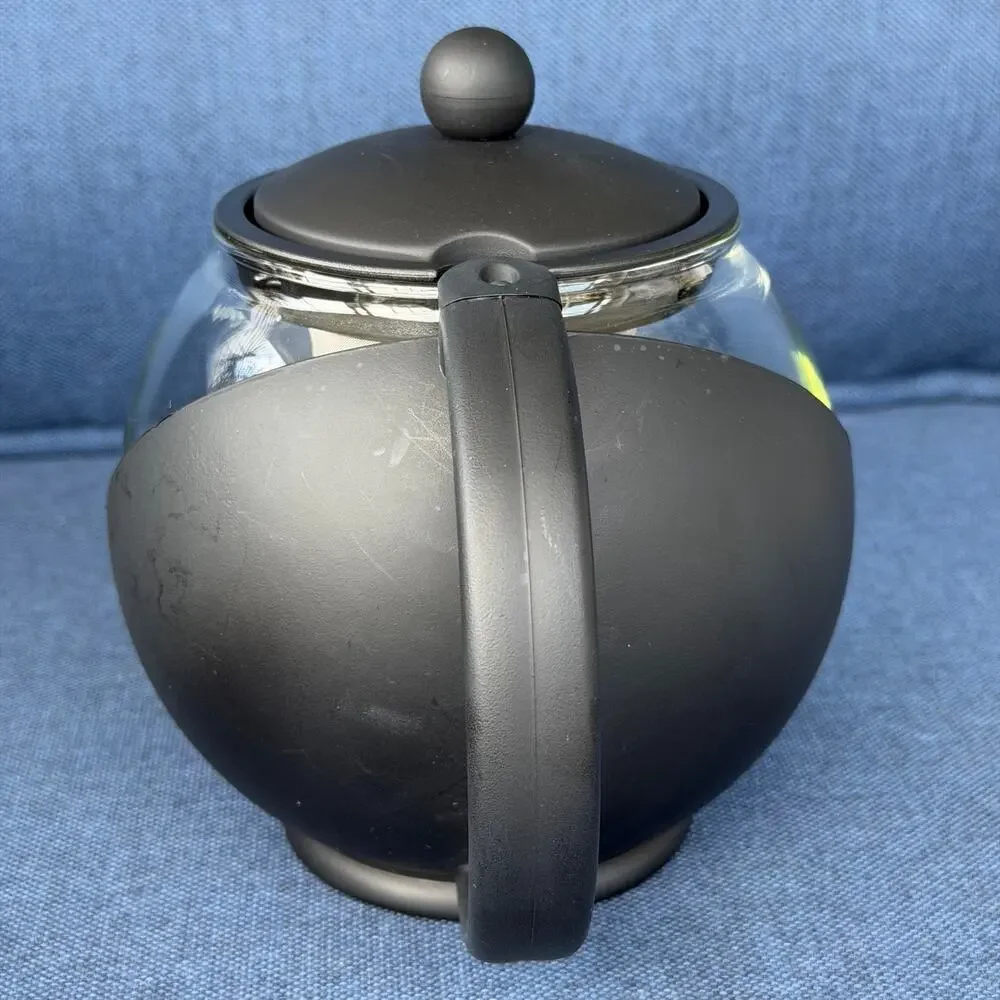 Norpro Eclipse Tea Pot with Infuser 6 Cup Tempered Glass Stainless Steel NOS